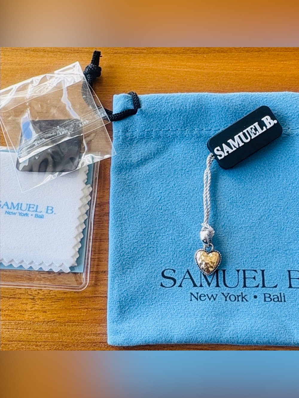 NWT Samuel B 18K Gold Sterling Silver Heart Pendant Bali